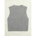 thumbnail image 2 of Hotian Women Cable Knit Sweater Vest V Neck Pullover Gray S, 2 of 6