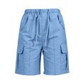 thumbnail image 7 of BXJX Womens Casual Bermuda Shorts, Knee Length Elastic Waist Multiple Pockets Summer Cargo Shorts Light Blue Size M, 7 of 7