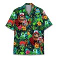 thumbnail image 3 of Camisa hawaiana con estampado 3D de mono y hojas florales para hombre, blusa gráfica de orangután, camisas hawaianas de manga corta para vacaciones de verano para la calle y la playa, 3 of 5