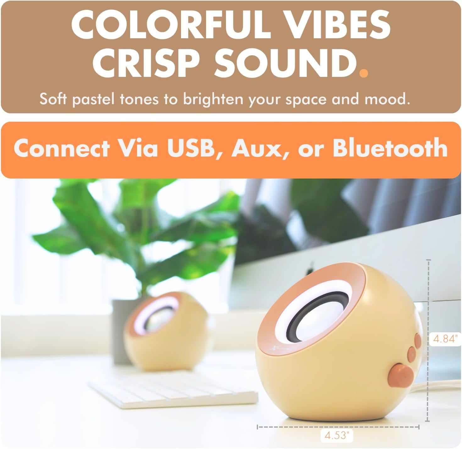 X9 Performance Brown Computer Speakers for Desktop PC with RGB Lighting, Bluetooth, USB, and AUX - Triple Mode Connection, Dual 2.25" Drivers for Work and Play - Bluetooth PC Speakers