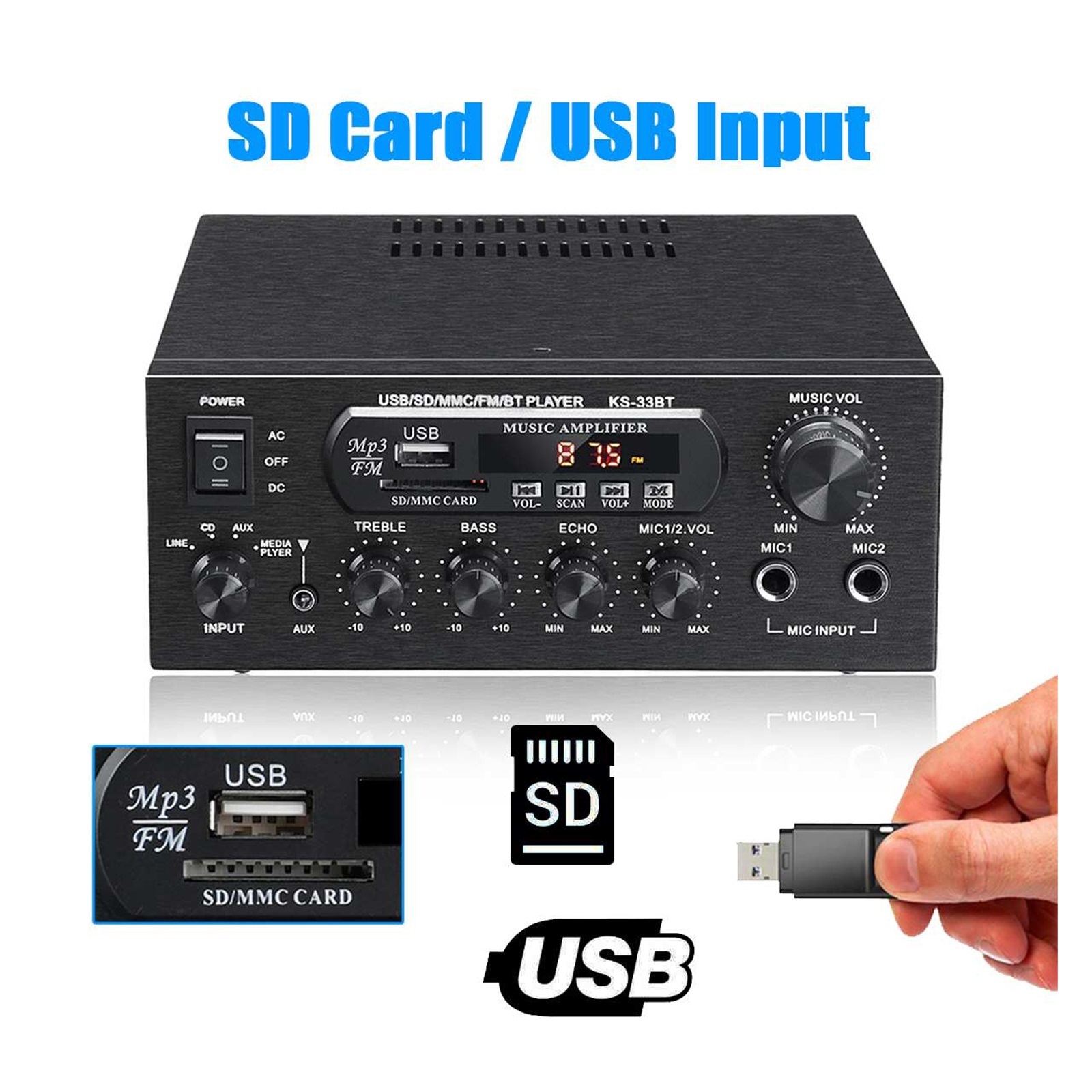 Hifi Digital Amplifier Stereo LED Digital Sound Amplifiers USB Memory Card Aux FM Radio 2x450W Amplificador ,Super Compatibility