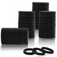 thumbnail image 1 of 100 gomas para el pelo negras para mujeres, sin arrugas, sin daños, bandas de algodón sin costuras para cabello grueso y fino, soportes suaves para coletas, accesorios para niñas, 1 of 5