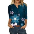 thumbnail image 1 of Blouses et Hauts pour Femmes Mode Manches Trois-Quarts Rétro Col en V Imprimé de Pâques Hauts Amples Blouse Hauts et Blouses Aguichant Manches 1/2 pour Femmes, 1 of 6