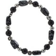 thumbnail image 4 of John Bead Semi-Precious Snow Flake Natural Gemstone Bracelet, Grey Jasper & Natural Obsidian Dyed, 4 of 5
