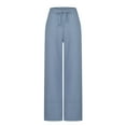 thumbnail image 6 of QUINDOS Pants for Women Wide Leg Full Length High Waisted Casual Pants Drawstring Loose Trousers with Pockets, 6 of 7
