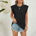 thumbnail image 2 of cfhntfmh Summer Tops for Women Cutout Comfy Round Neck Shirts Loose Cap Sleeve Lounge Plain Tank Tee Shirts, 2 of 7