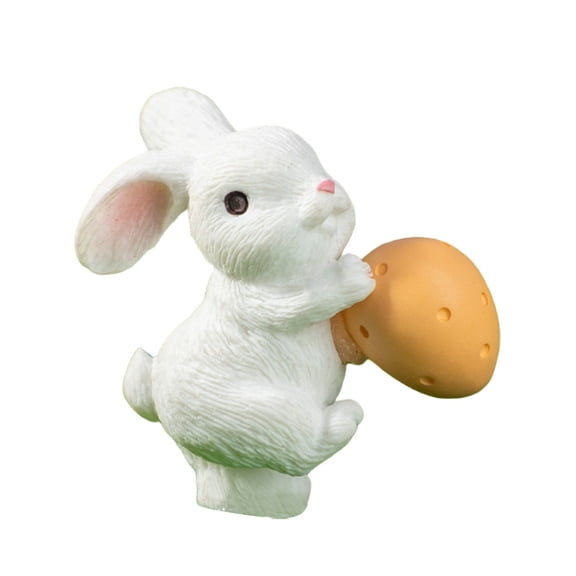 1 Pcs Easter Bunny Figurine, Tiny Resin Rabbits Cake Toppers Decor Fairy Garden Accessories Micro Landscape Ornaments for Cake Outdoor Home Decoration
