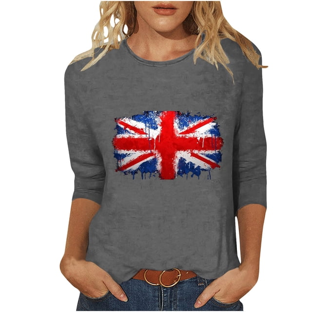 FAIWAD Hauts d'Été pour Femmes Manches 3/4 Col Rond Imprimé Tendance Blouses Décontractées Grande Taille