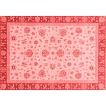 Ahgly Company Machine Washable Indoor Rectangle Oriental Red Traditional Area Rugs, 5' x 7'