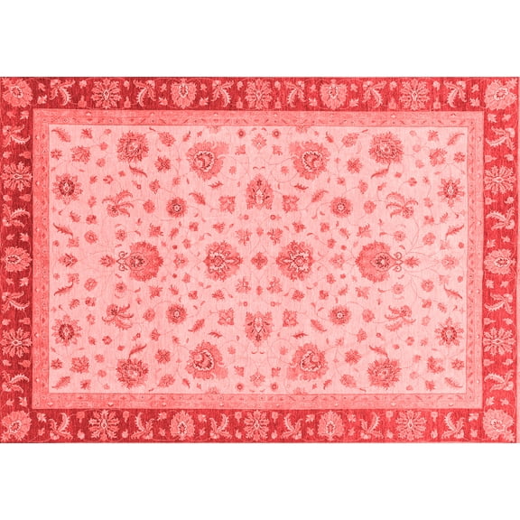 Ahgly Company Machine Washable Indoor Rectangle Oriental Red Traditional Area Rugs, 5' x 7'