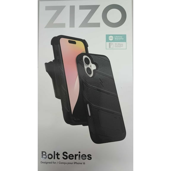 ZIZO BOLT Bundle Case with Tempered Glass For iPhone 16 - Black