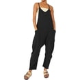 thumbnail image 2 of Womens Loose Oversized Sleeveless Jumpsuit Adjustable Spaghetti Strap Wide Leg Overall Rompers with Pockets, 2 of 5