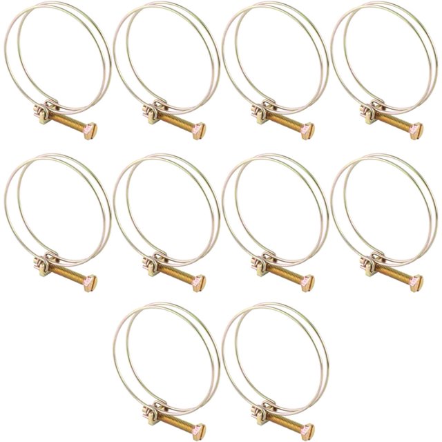 10 Uds. Abrazadera de manguera Clip de resorte manguera de agua ajustable doble Clip de manguera aro de plomería (59-64mm)
