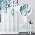 thumbnail image 5 of Blue Eucalyptus Shower Curtain Stall Nature Botanical Shower Curtain Set Small Floral Leaf Shower Curtain Farmhouse Natural Bathroom Curtain Decor Sky Blue Waterproof Waffle 36x72 inch with 6 Hooks, 5 of 5