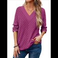 thumbnail image 1 of Camisa de Larga de Otoño para Mujer, Cuello en V, Jersey de Punto, Túnica, Camisa Formal Informal para Mujer Rosa Roja XL, 1 of 7