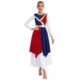 thumbnail image 4 of Kaerm Liturgical Dance For Women Color Block Praise Dance Dress Asymmetrical Worship Church Dresses Navy Blue&Red M, 4 of 7