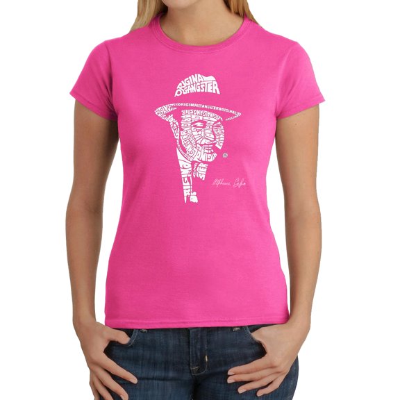 LA Pop Art Women's Word Art T-Shirt - AL CAPONE-ORIGINAL GANGSTER