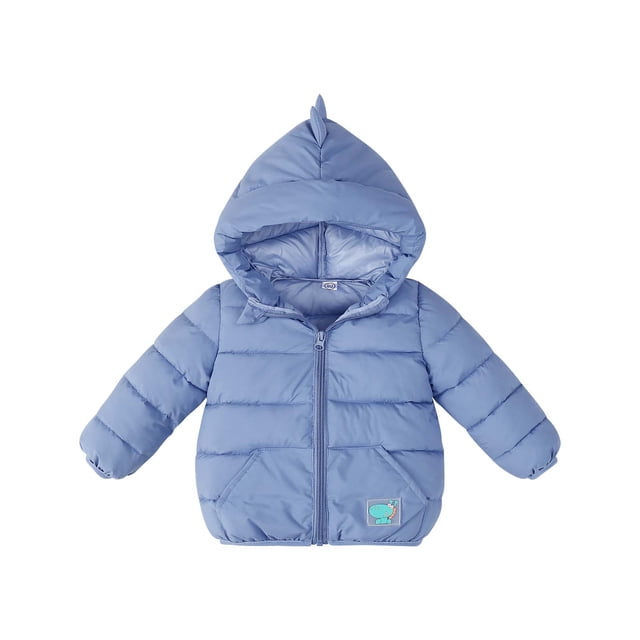 Toddler Winter Jacket, Boys Girls Fleece Hooded Coat, Soft Padded Zip Up Jacket For Kids Cold Weather