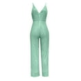 thumbnail image 4 of GaThRRgYP Womens Jumpsuits and Rompers Plus Size,Rompers for Women Plus Size,Women's Solid Color High-Waisted Sleeveless Off-The-Shoulder Sequin Slim Long Sequin Romper Mint Green XL, 4 of 6
