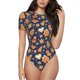 thumbnail image 1 of Balery Gingerbread Delights Body de cuello redondo de manga corta para mujer Tops de manga corta Tops básicos-Large, 1 of 7