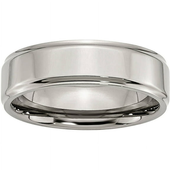Titanium Ridged Edge 7mm Polished Band