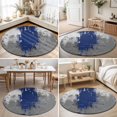 thumbnail image 4 of Round Area Rugs 3.3Ft, Navy Blue Cement Gray Non-Slip Washable Circle Rugs Carpet, Modern Abstract Art Blue Indoor Outdoor Rug Floor Mats Throw Runner for Bedroom Living Room Bathroom, 4 of 8