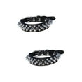 thumbnail image 3 of JINYUANN 2-Pack Adjustable Small Size Black PU Dog Collar with Spiked for Puppies and Pets, 3 of 5
