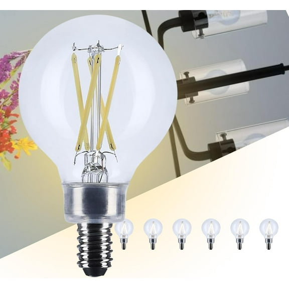 Satco S12472 LED G16.5 Globe Light Bulbs 4W 120V 3500K E12 Candelabra Base Dimmable (6 Pack)