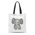 thumbnail image 1 of NUDECOR Sac Fourre-Tout en Toile Safari Mignon Éléphant Bébé Jungle Sac Réutilisable Épaule Sac de Courses, 1 of 1
