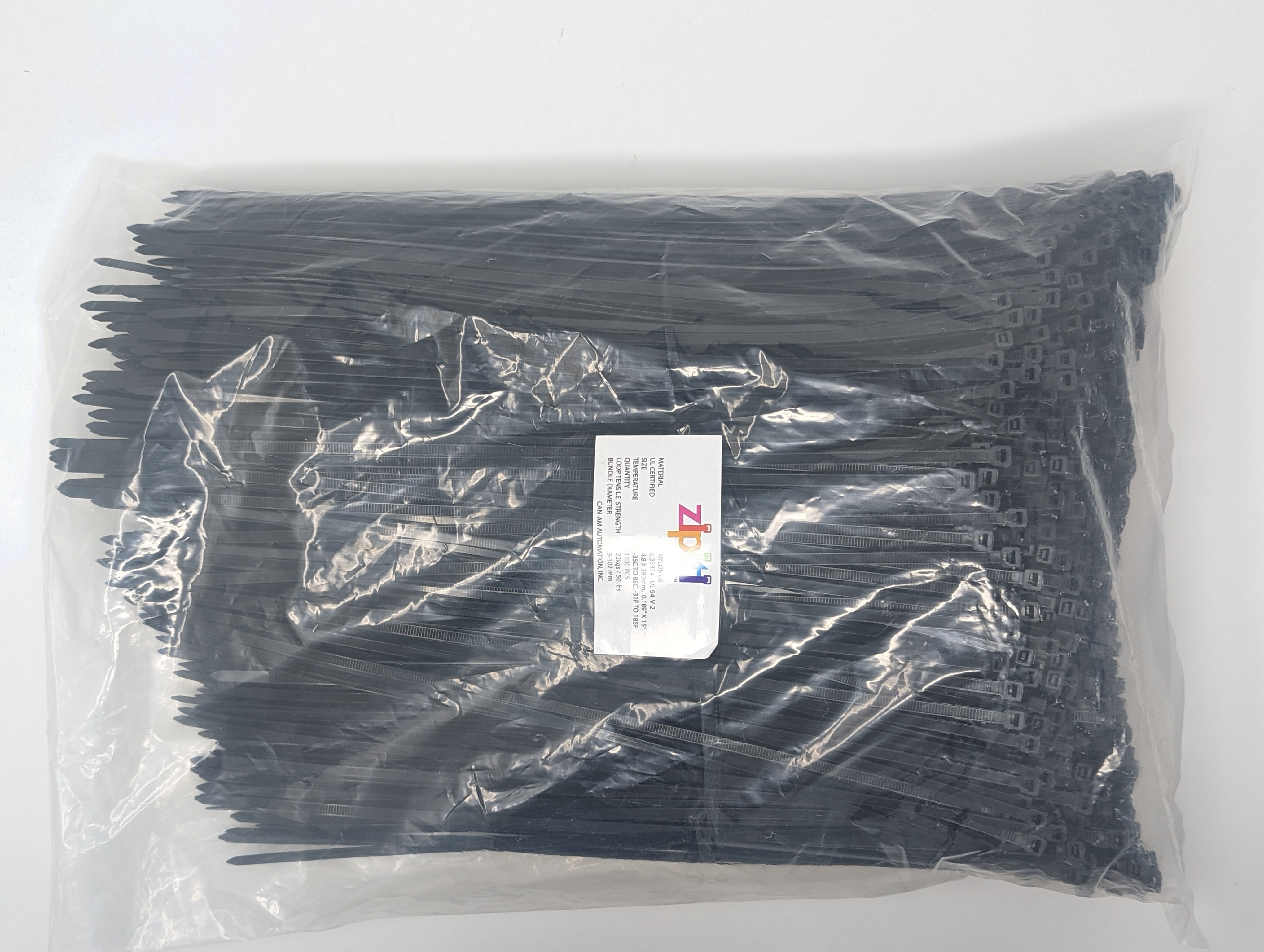 ZIPITI 15"x1000 QTY BLACK HEAVY DUTY CABLE TIE ZIP TIES