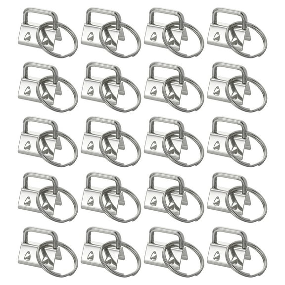 45Pack 20mm/ 0.8-inch Key Fob Hardware with Keychain Ring for Bag Webbing Wristlets, Silver Tone
