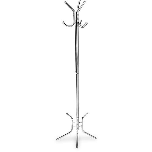 Lorell 6' FreeStanding Chrome Coat Rack, 3 Hooks