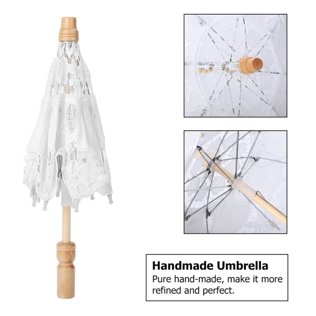 Handmade Lace Flower Embroidery Parasol Wedding Bride Photography Umbrella