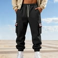 thumbnail image 3 of Dvprdro Mens Baggy Cargo Sweatpants, Fleece Lined Joggers Sweatpants for Men, Trendy Striped Drawstring Elastic Waist Sports Work Pants, 3 of 10