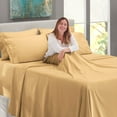 thumbnail image 2 of Nestl Extra Deep Pocket Twin Sheets - 4 Piece Soft Microfiber Bed Sheets Set Fits 18"-24" Mattresses, Camel Gold, 2 of 8