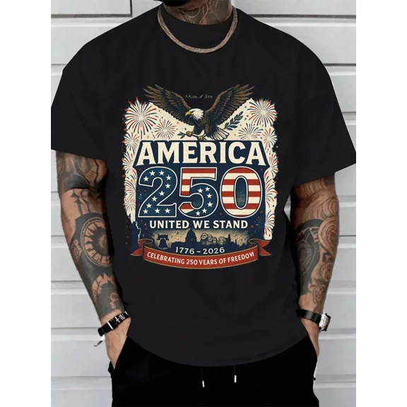 America 250 United We Stand Men's Graphic T-Shirt 1776-2026 Patriotic USA Pride Short Sleeve Tee