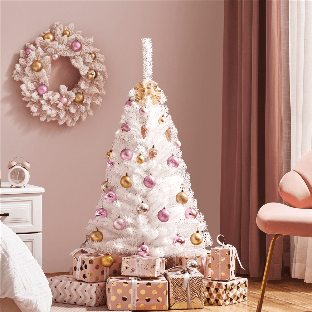Alden Design 4ft Pre-lit Artificial Christmas Tree with 70 Incandescent Lights, White