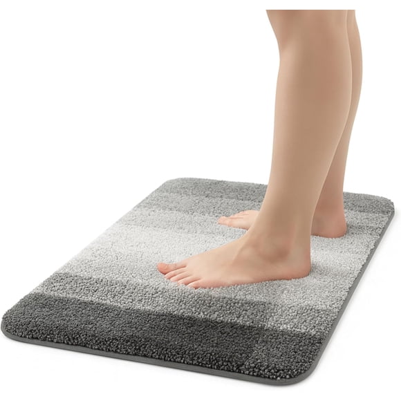Tapete para Baño Bluelander de Microfibra, Antideslizante con Suela TPR, Gris Claro