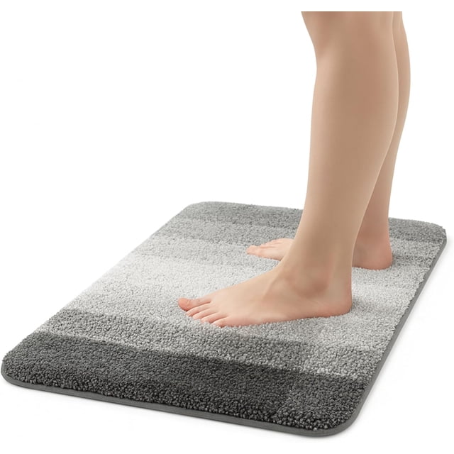 Tapete para Baño Bluelander de Microfibra, Antideslizante con Suela TPR, Gris Claro
