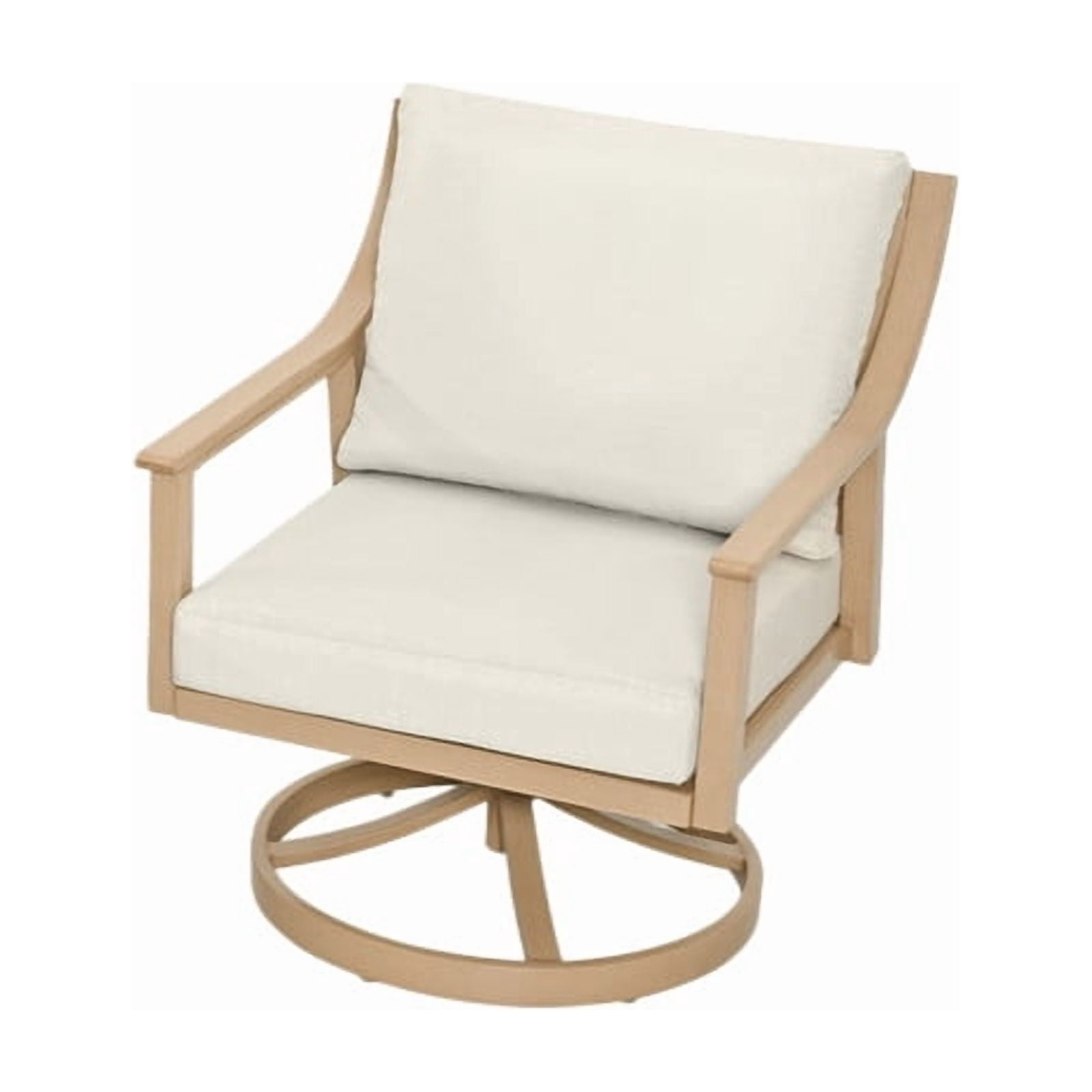 1-Piece All-Weather Swivel Armchair, Aluminum Frame Outdoor Dining Chair with Back & Seat Cushions