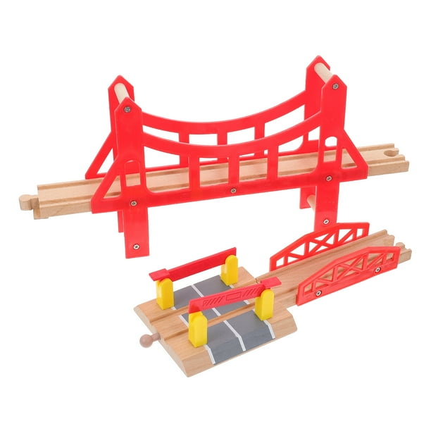3 piezas de trenes de madera, puentes de juguete, accesorios de expansión ferroviaria para niños pequeños