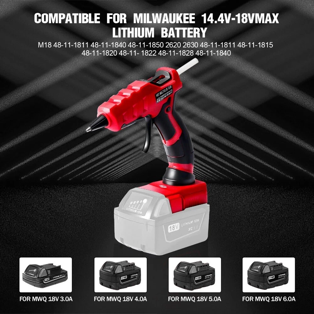 Cordless Hot Melt Glue Gun Heat Repair Tool for Milwaukee 18V with Glue Sticks
