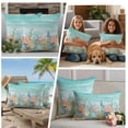 thumbnail image 4 of Outdoor Pillow Covers 16x16 Set of 2, Coastal Beach Waterproof Patio Throw Pillow Covers for Couch Sofa Chair, Ocean Wave Summer Sea Starfish Coral Teal Beige Decorative Pillowcases for Throw Pillows, 4 of 9