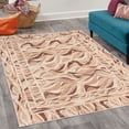 thumbnail image 2 of Waves Decorative Rug, Colorful Style Modern Print of Breeze Ornaments in Retro Influences, Quality Carpet for Bedroom Dorm and Living Room, 6 Sizes, Beige Eggshell and Brown, by Ambesonne, 2 of 4