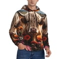 thumbnail image 2 of Uemuo Realistic Flower Cow Pattern Men's Hoodie - Casual Pullover Hoodie with Kangaroo Pocket, Stylish Hooded Sweatshirt for Everyday Wear-3X-Large, 2 of 7