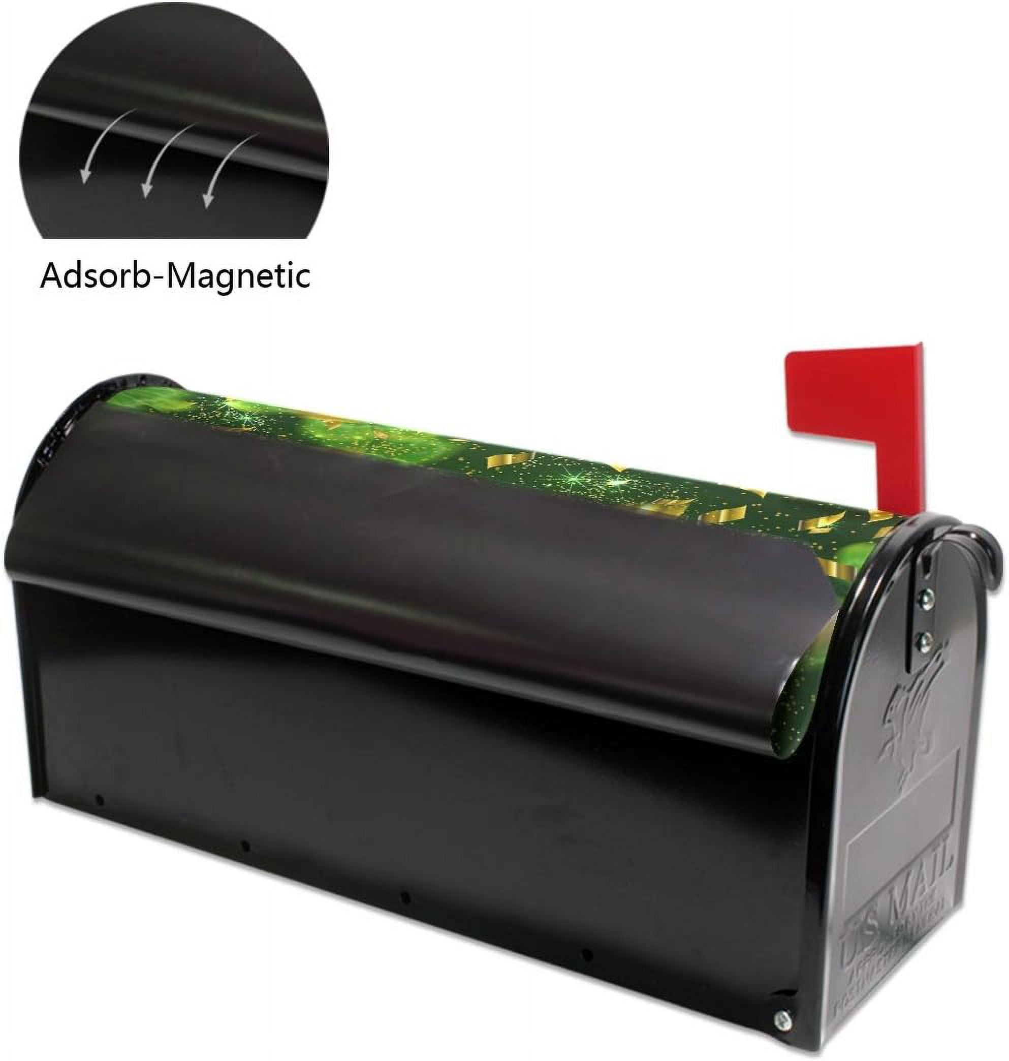 Happy St Patricks Clover Magnetic Mailbox Cover Oversized for Garden Yard Outdoor Decorations-25.5" x20.8