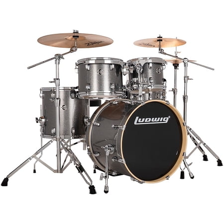 Ludwig Evolution 5-Piece Drum Set With 20" Bass Drum and Zildjian I Series Cymbals Platinum