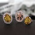 thumbnail image 3 of Gem Stone King 2.52 Ct Oval Whiskey Quartz 18K Rose Gold Plated Silver Earrings, 3 of 3