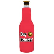 Day Drinkin' Beer Bottle Coolie (Neon Pink)
