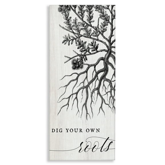Stupell Industries Dig Your Own Roots Empowering Botanical Quote Canvas Wall Art, 10 x 24, Design by Daphne Polselli